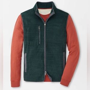 Peter Millar Full Zip Micro Shearling Fleece Vest NWT $198 L,XL Balsam Green